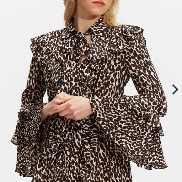 NWT La Double J Long Fancy Dress Leopard in Double Georgette Small - Picture 3 of 16